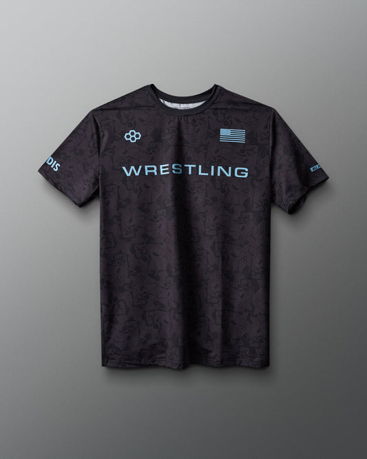 RUDIS Wrestling Wordmark Black Camo Sublimated T-Shirt