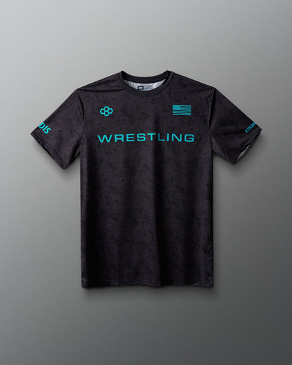 RUDIS Wrestling Wordmark Black Camo Sublimated T-Shirt