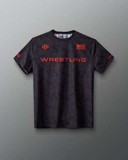 RUDIS Wrestling Wordmark Black Camo Sublimated T-Shirt