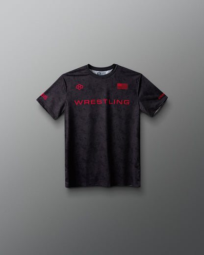 RUDIS Wrestling Wordmark Black Camo Youth Sublimated T-Shirt