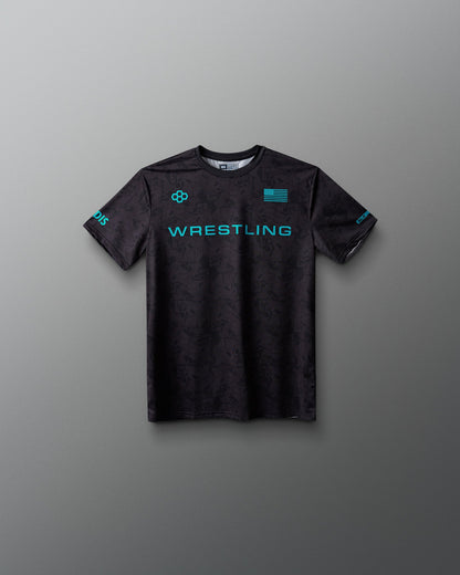 RUDIS Wrestling Wordmark Black Camo Youth Sublimated T-Shirt