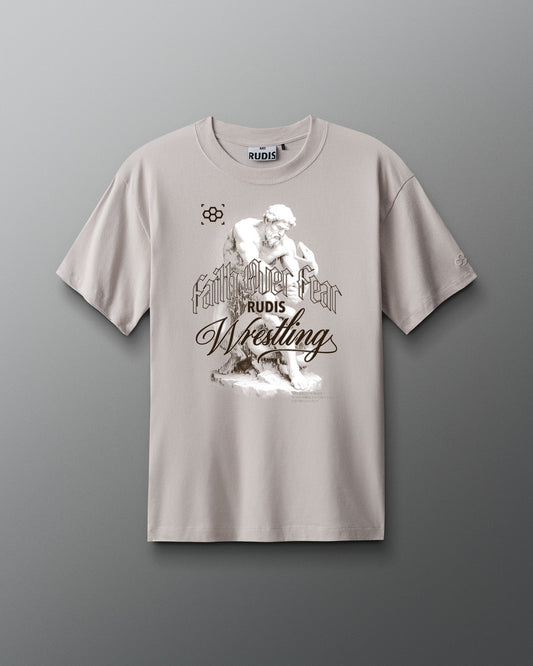 RUDIS Unshaken By Fear Heavyweight T-Shirt - Faith Over Fear Wrestling Shirt