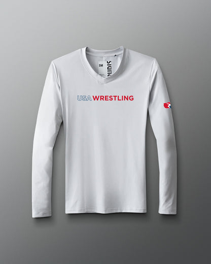 RUDIS USA Wrestling Wordmark Performance Women's V-Neck