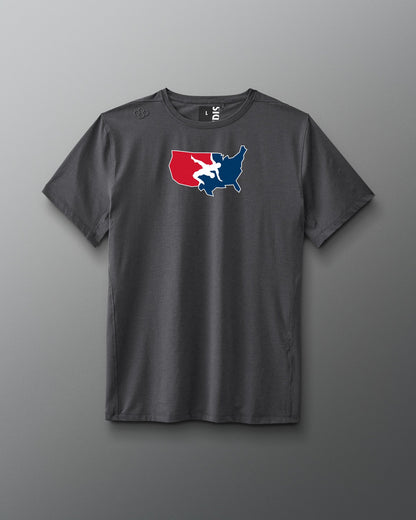 RUDIS USA Wrestling Logo Performance Heather T-Shirt