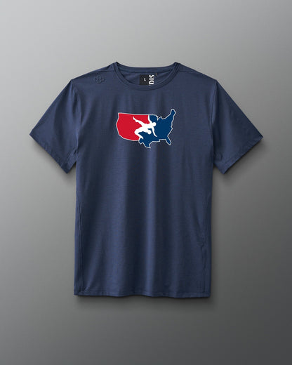 RUDIS USA Wrestling Logo Performance Heather T-Shirt