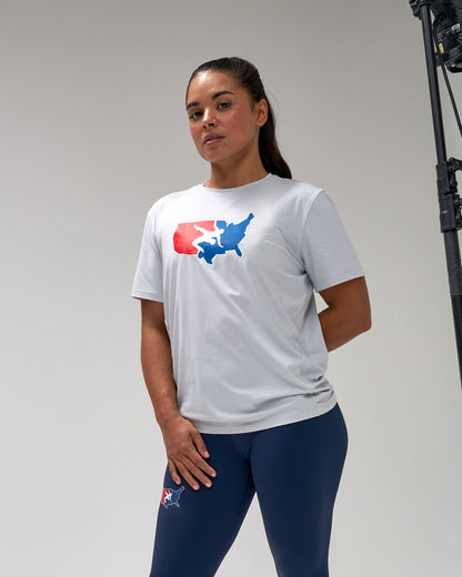 RUDIS USA Wrestling Logo Performance Heather T-Shirt