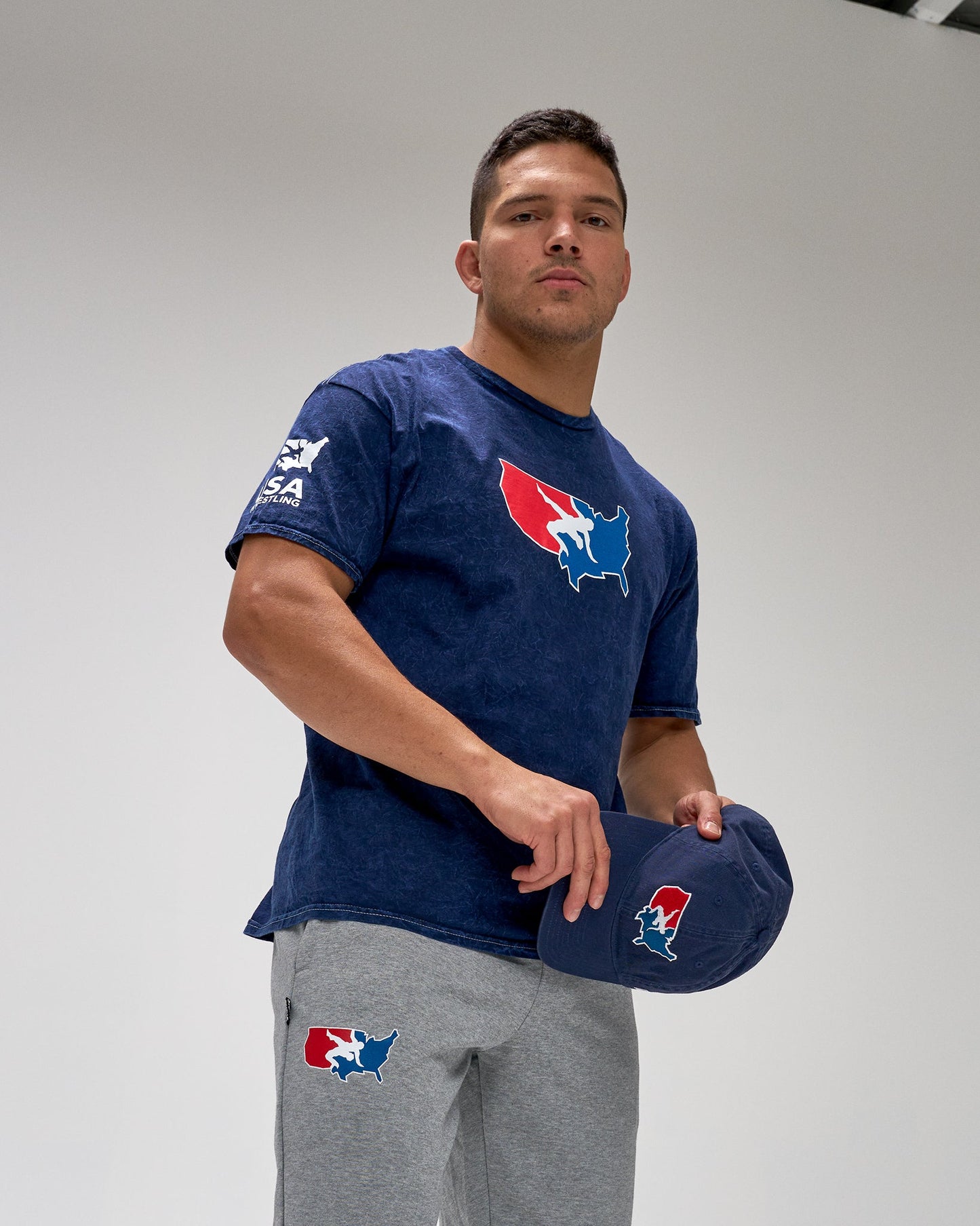 RUDIS USA Wrestling Logo Acid Wash Heavyweight T-Shirt