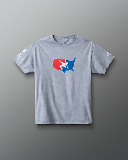 RUDIS USA Wrestling Logo Acid Wash Heavyweight T-Shirt