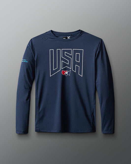 RUDIS Men's USA Wrestling Performance Heather Long Sleeve Shirt