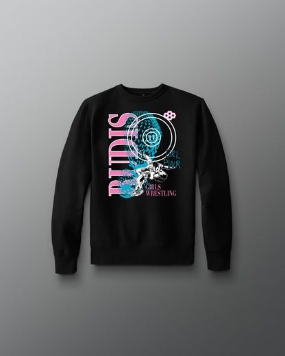 RUDIS Girl Power Wrestling Youth Comfort Fleece Crewneck