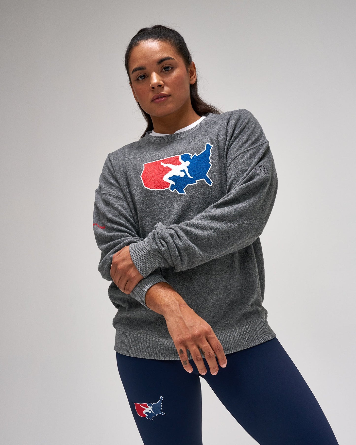 RUDIS USA Wrestling Logo Hacci Crewneck
