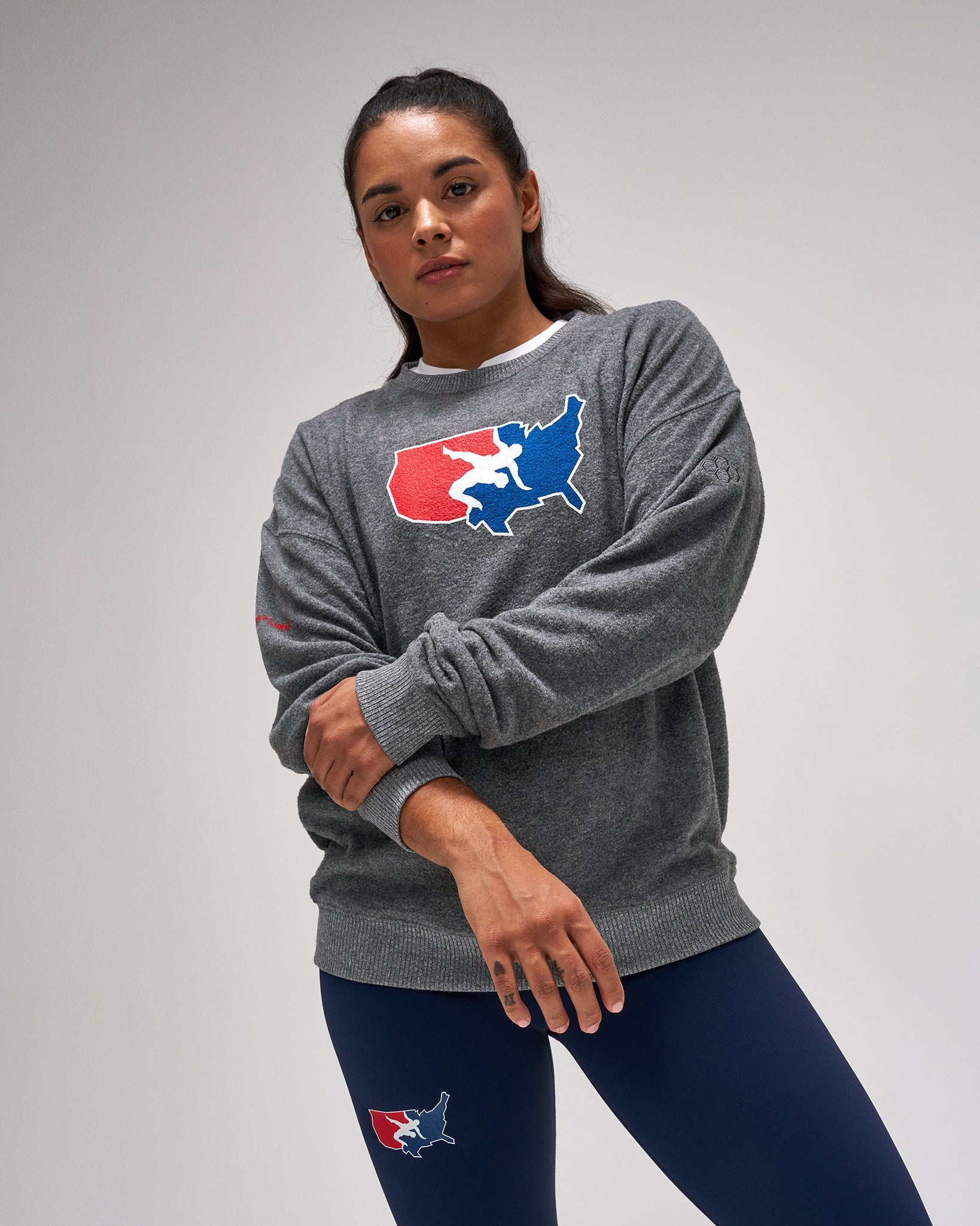 RUDIS USA Wrestling Logo Hacci Crewneck