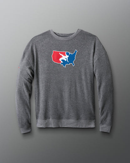 RUDIS USA Wrestling Logo Hacci Crewneck