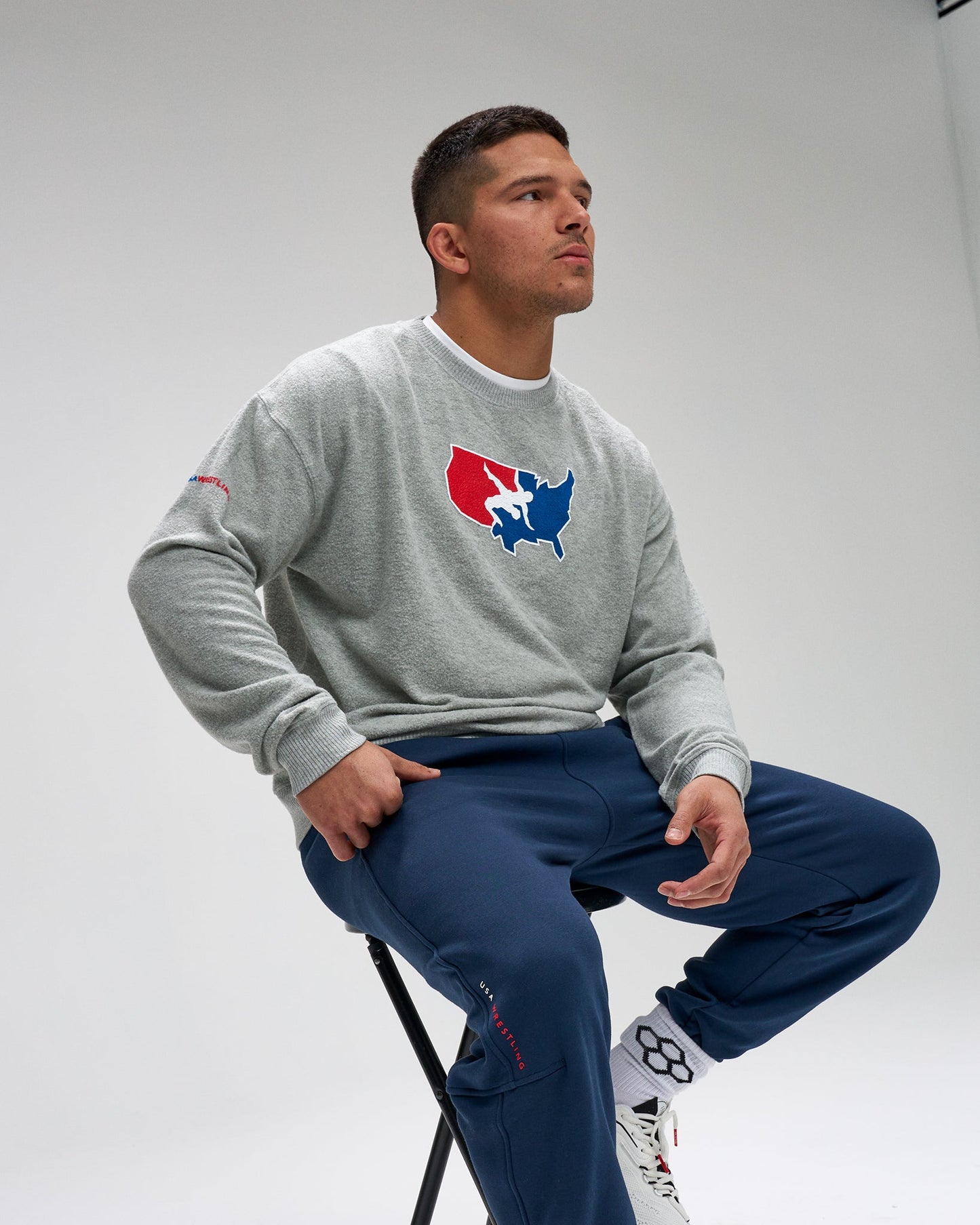RUDIS USA Wrestling Logo Hacci Crewneck