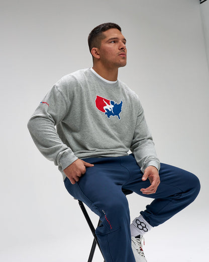 RUDIS USA Wrestling Logo Hacci Crewneck