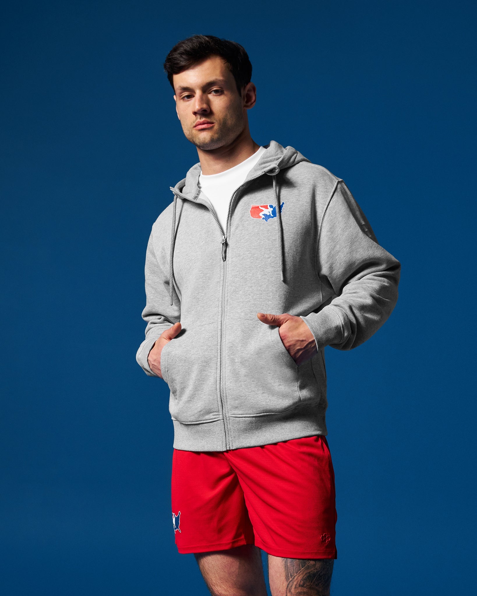 RUDIS USA Wrestling Logo Comfort Fleece Full Zip for Men