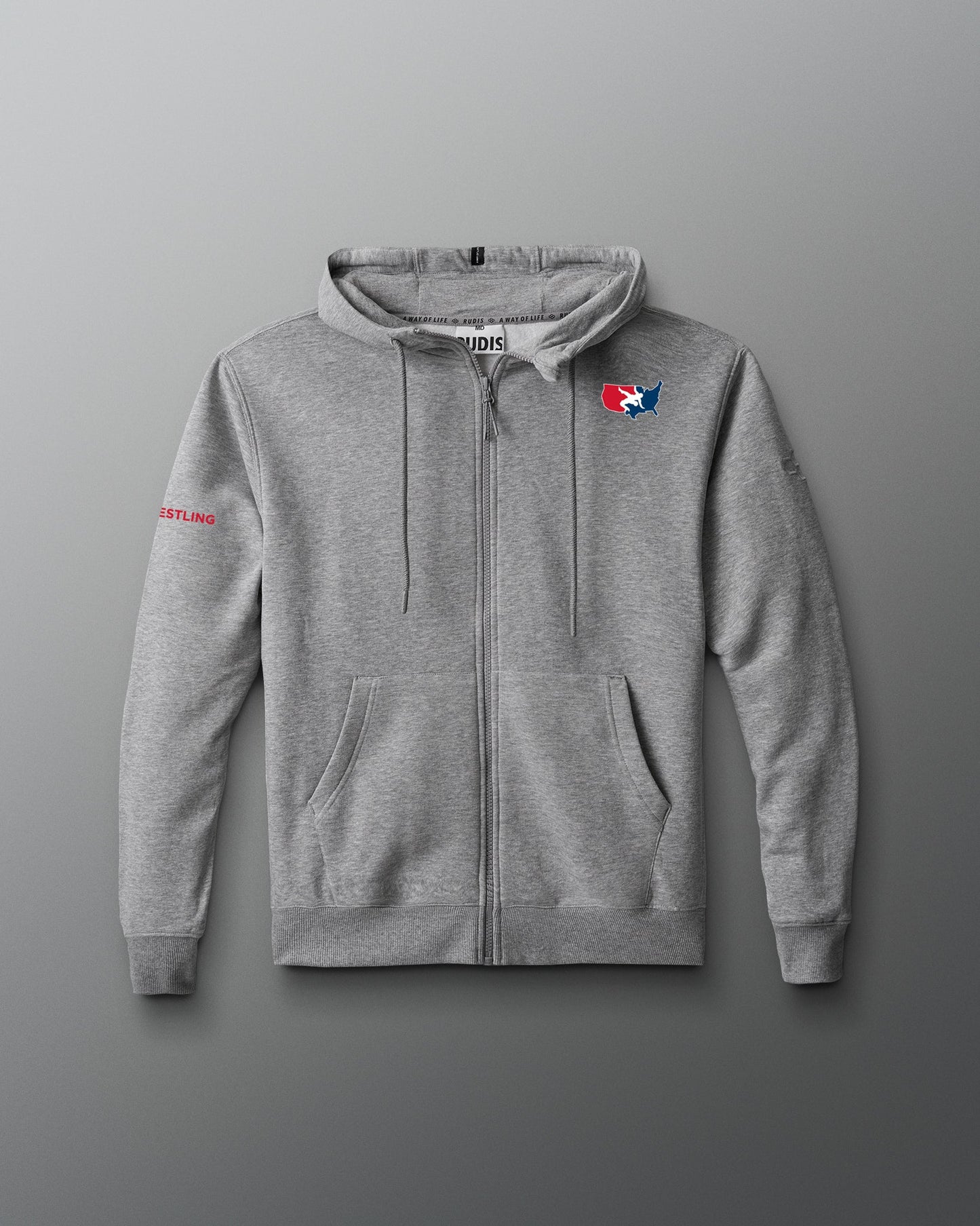 RUDIS USA Wrestling Logo Comfort Fleece Full Zip for Men