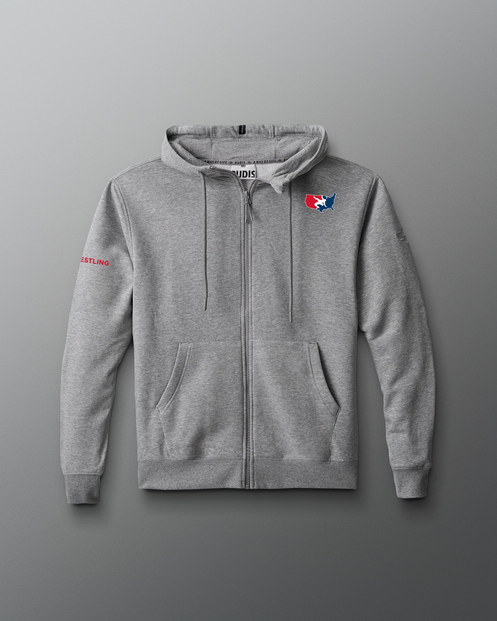 RUDIS USA Wrestling Logo Comfort Fleece Full Zip for Men