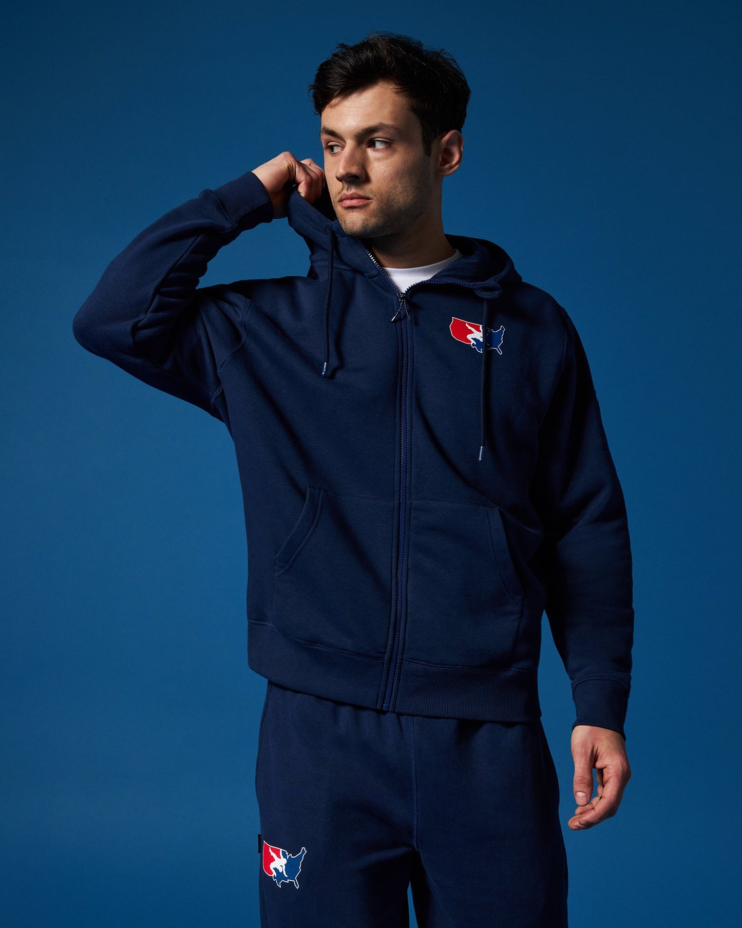 RUDIS USA Wrestling Logo Comfort Fleece Full Zip for Men