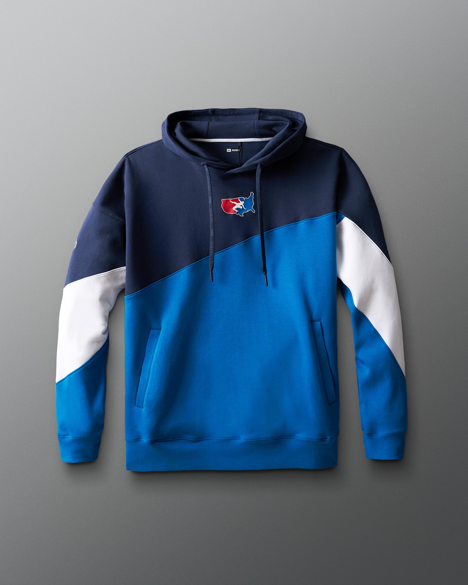 RUDIS USA Wrestling Colorblock Hoodie - Navy/Blue/White