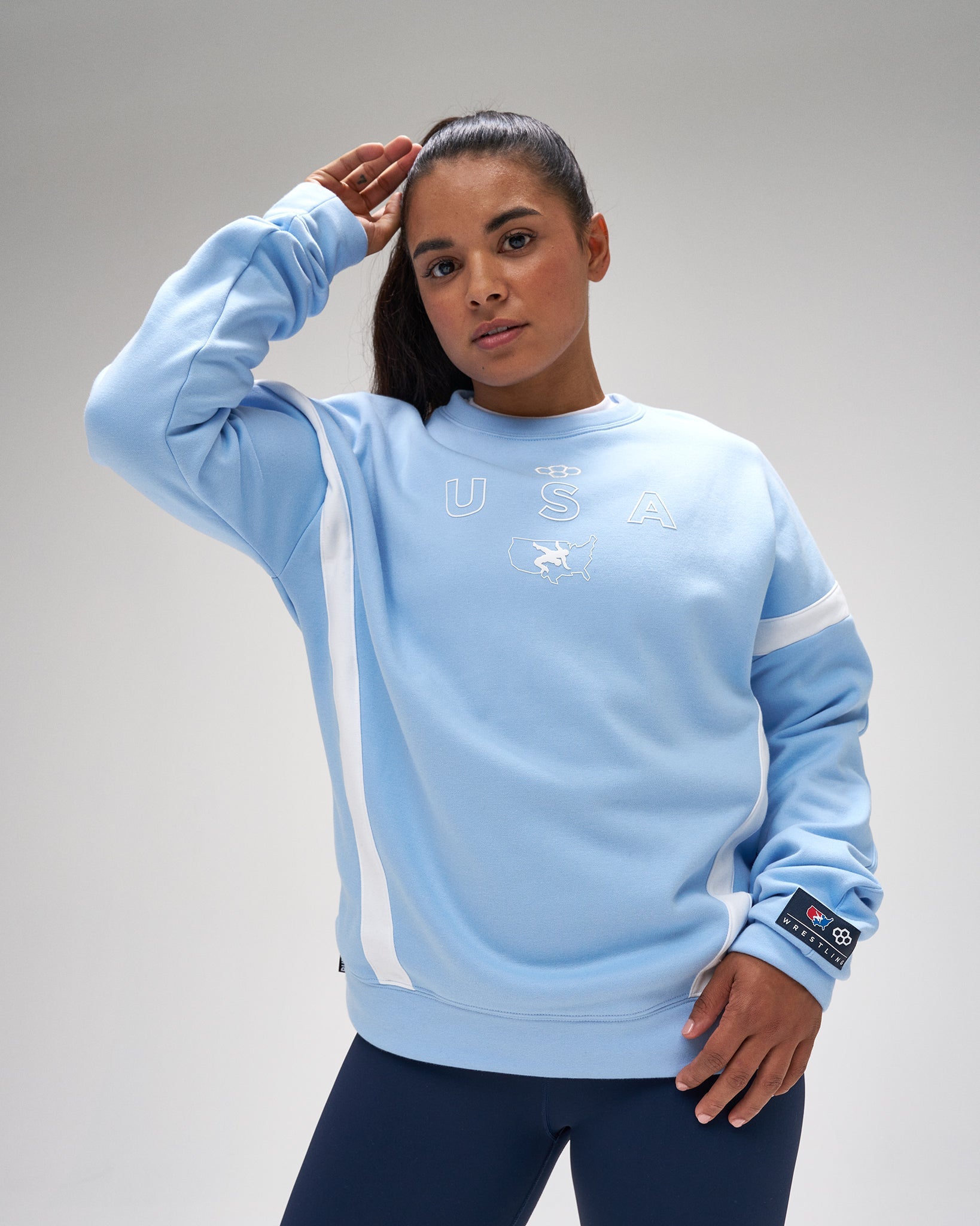 RUDIS USA Wrestling Colorblock Crewneck - Official USA Wrestling Apparel