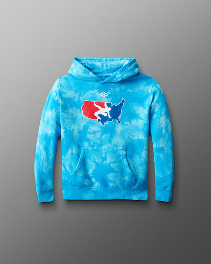 RUDIS USA Wrestling Logo Youth Tie-Dye Hoodie