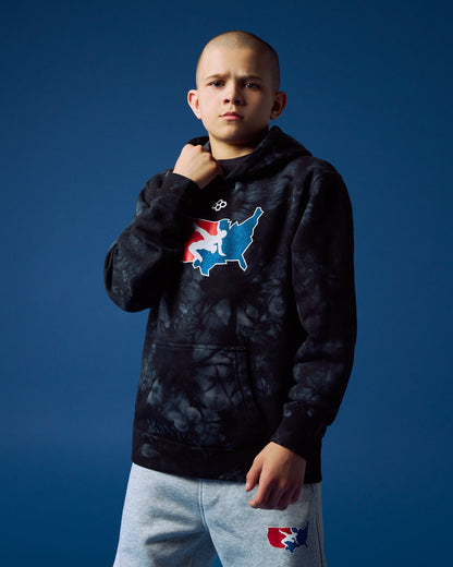 RUDIS USA Wrestling Logo Youth Tie-Dye Hoodie