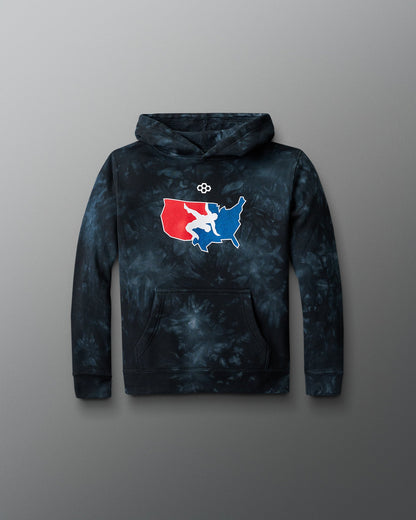 RUDIS USA Wrestling Logo Youth Tie-Dye Hoodie