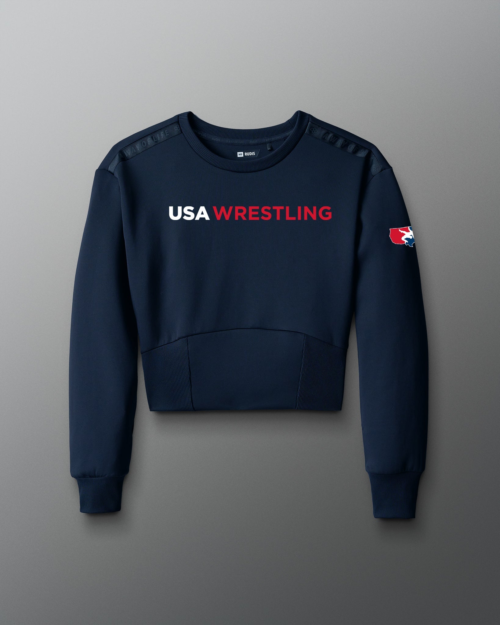 RUDIS USA Wrestling Wordmark COOL-FEEL Women's Crew - Fierce Comfort