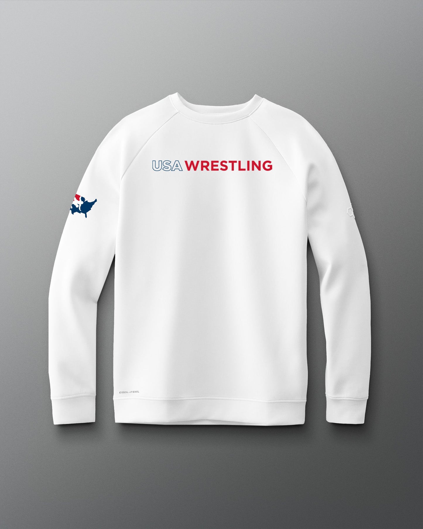 RUDIS USA Wrestling Wordmark COOL-FEEL Crewneck - Officially Licensed USA Wrestling Apparel