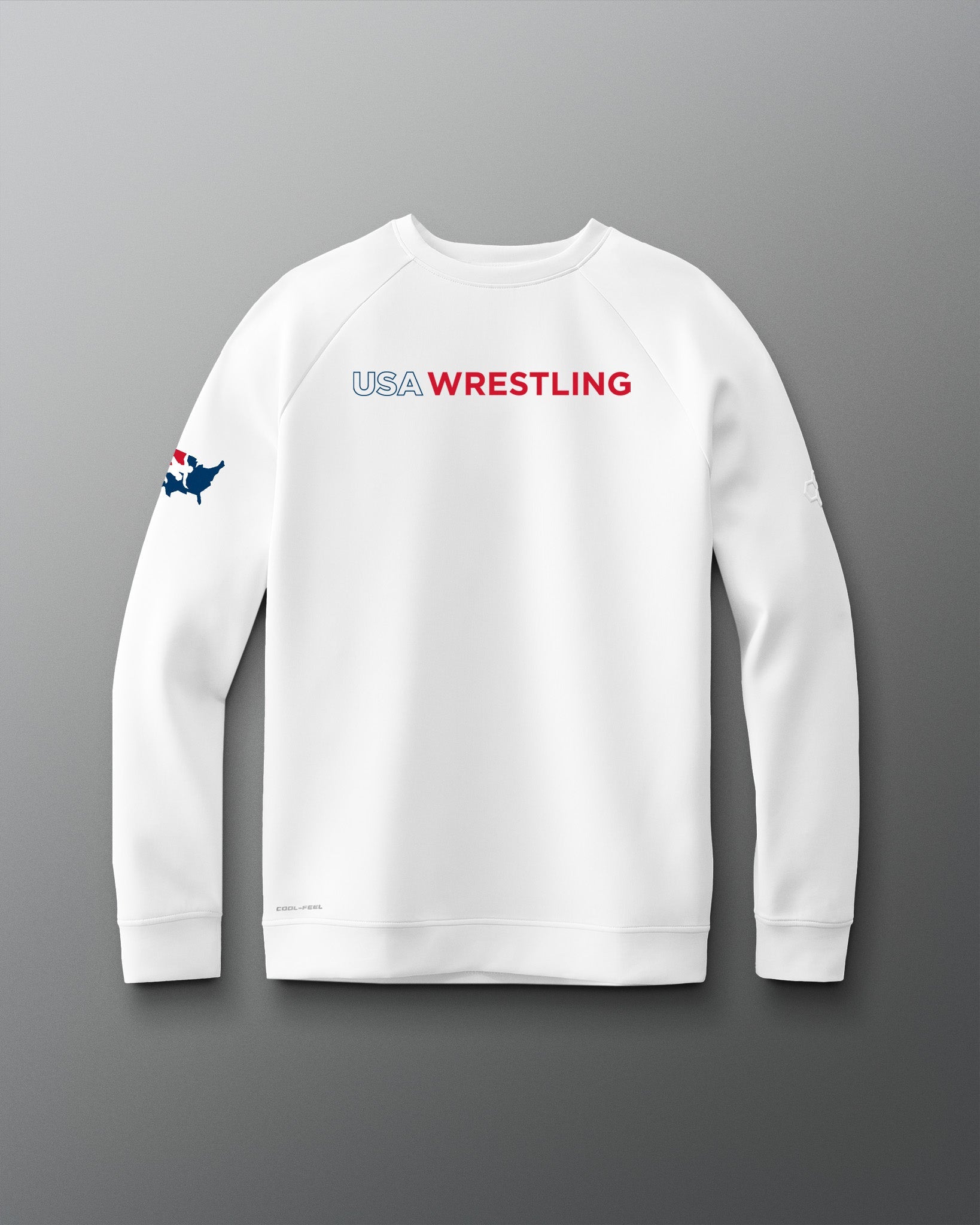 RUDIS USA Wrestling Wordmark COOL-FEEL Crewneck - Officially Licensed USA Wrestling Apparel