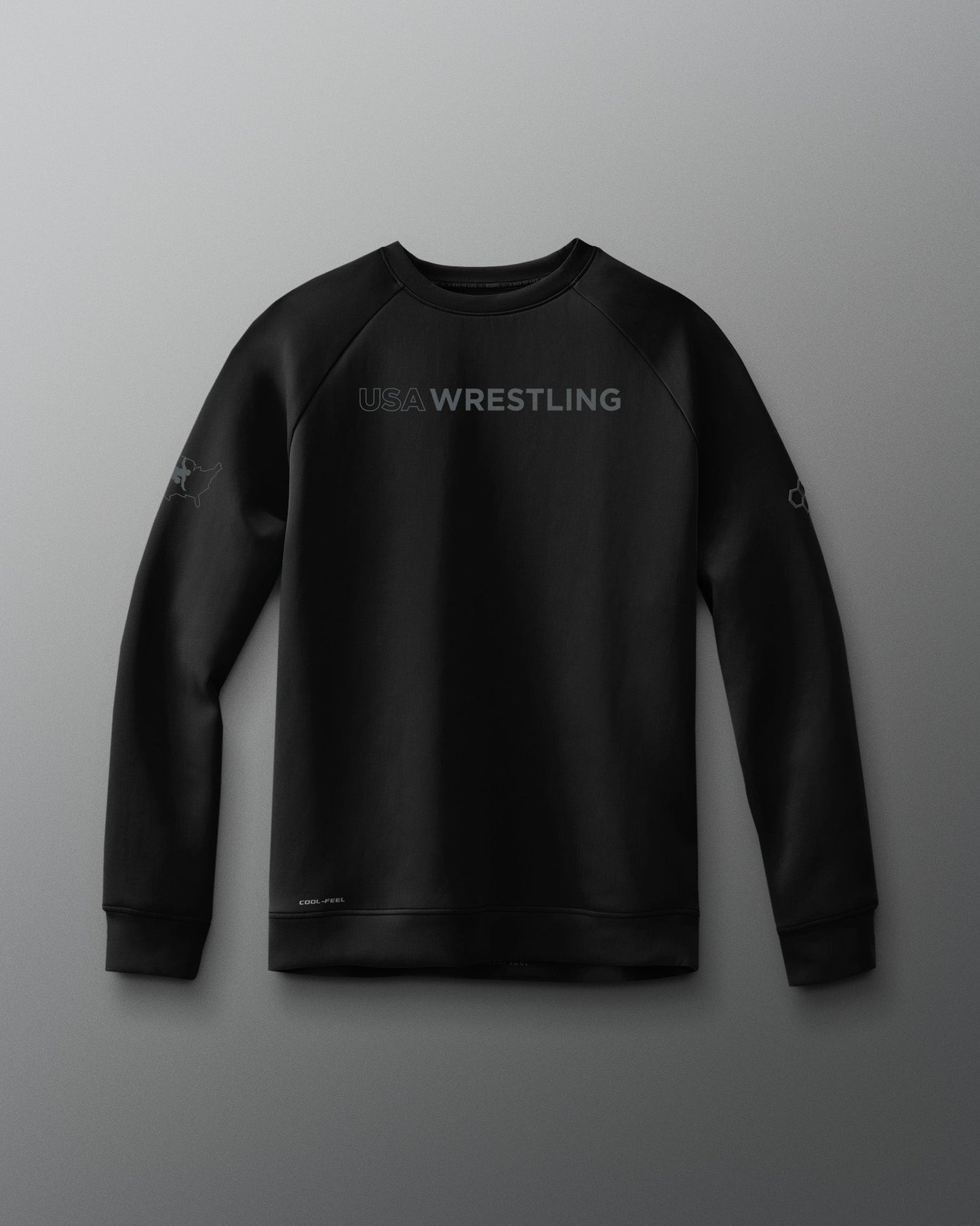 RUDIS USA Wrestling Wordmark COOL-FEEL Crewneck - Officially Licensed USA Wrestling Apparel