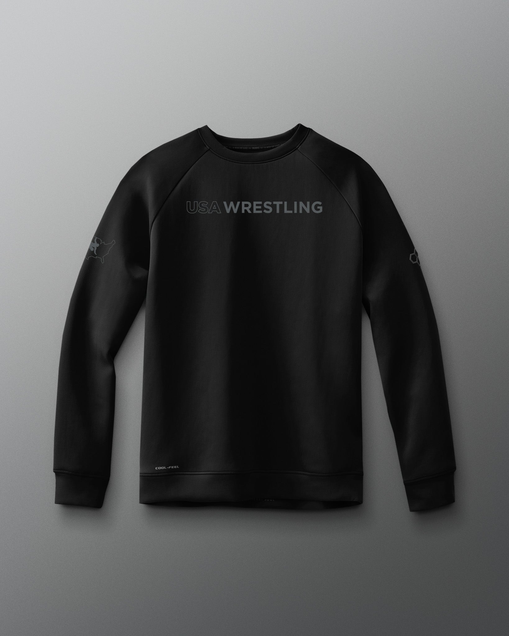 RUDIS USA Wrestling Wordmark COOL-FEEL Crewneck - Officially Licensed USA Wrestling Apparel