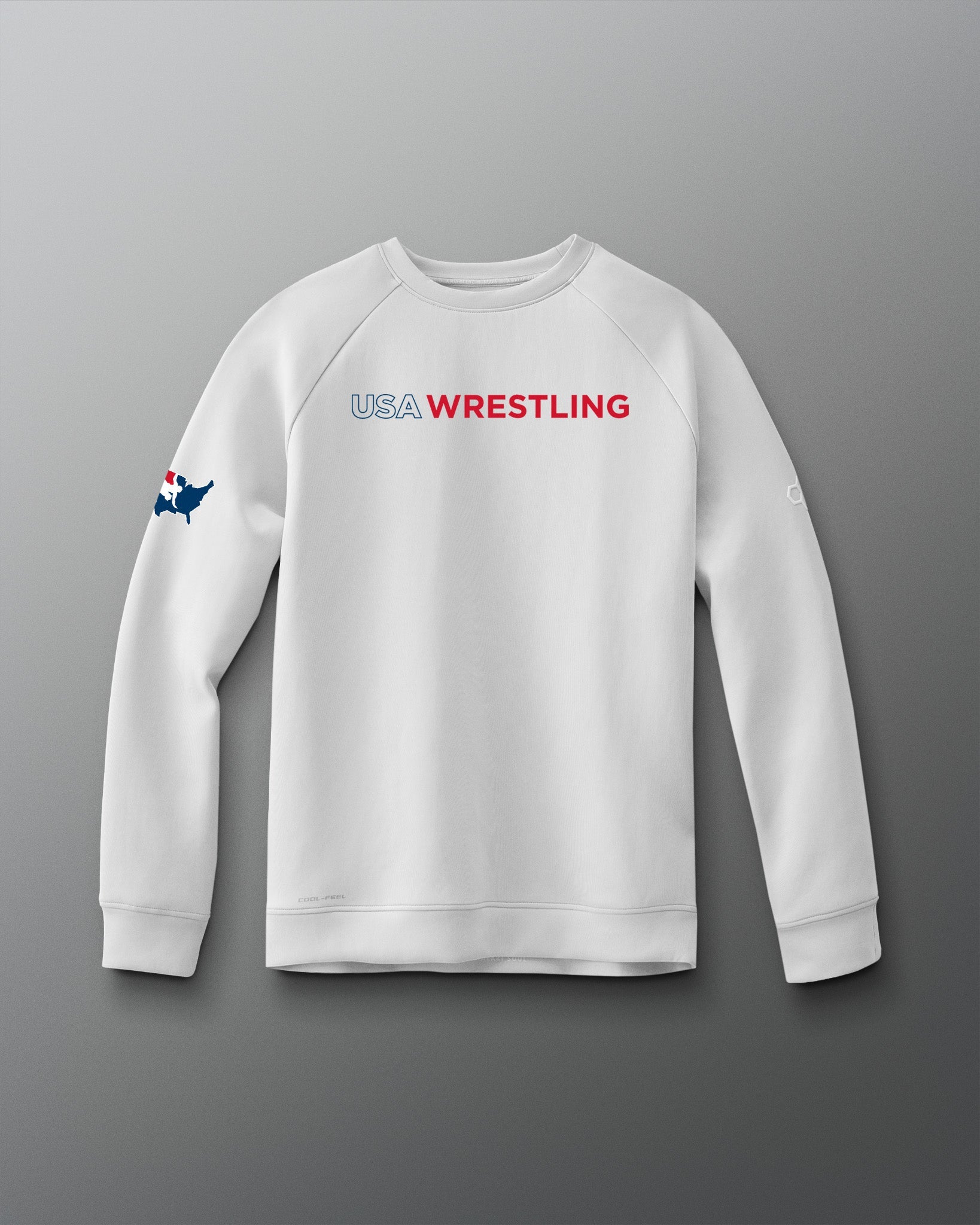 RUDIS USA Wrestling Wordmark COOL-FEEL Crewneck - Officially Licensed USA Wrestling Apparel
