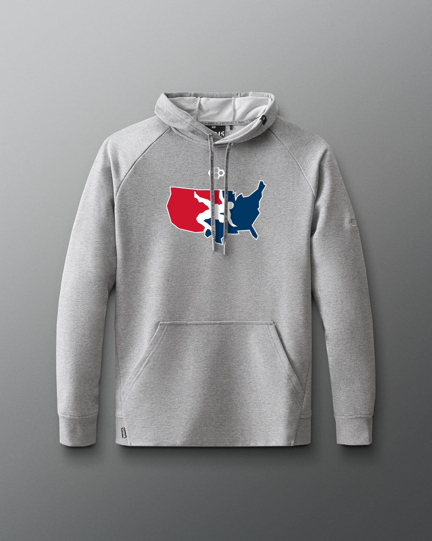 RUDIS Men's USA Wrestling Logo Elite Terry Hoodie - Official USA Wrestling Hoodie