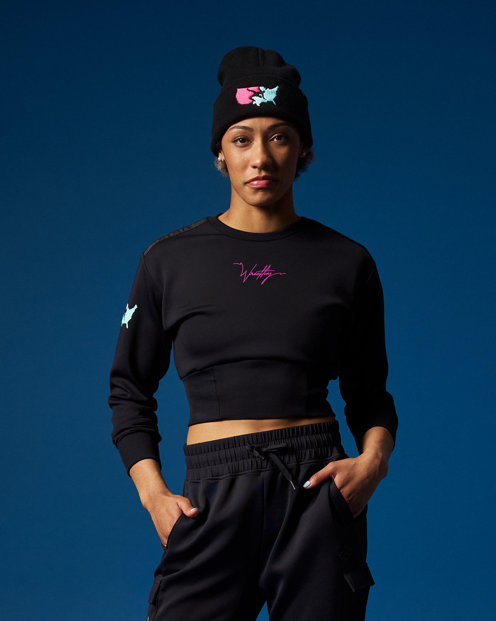 RUDIS USA Wrestling Cool-Feel Women's Fitted Crew