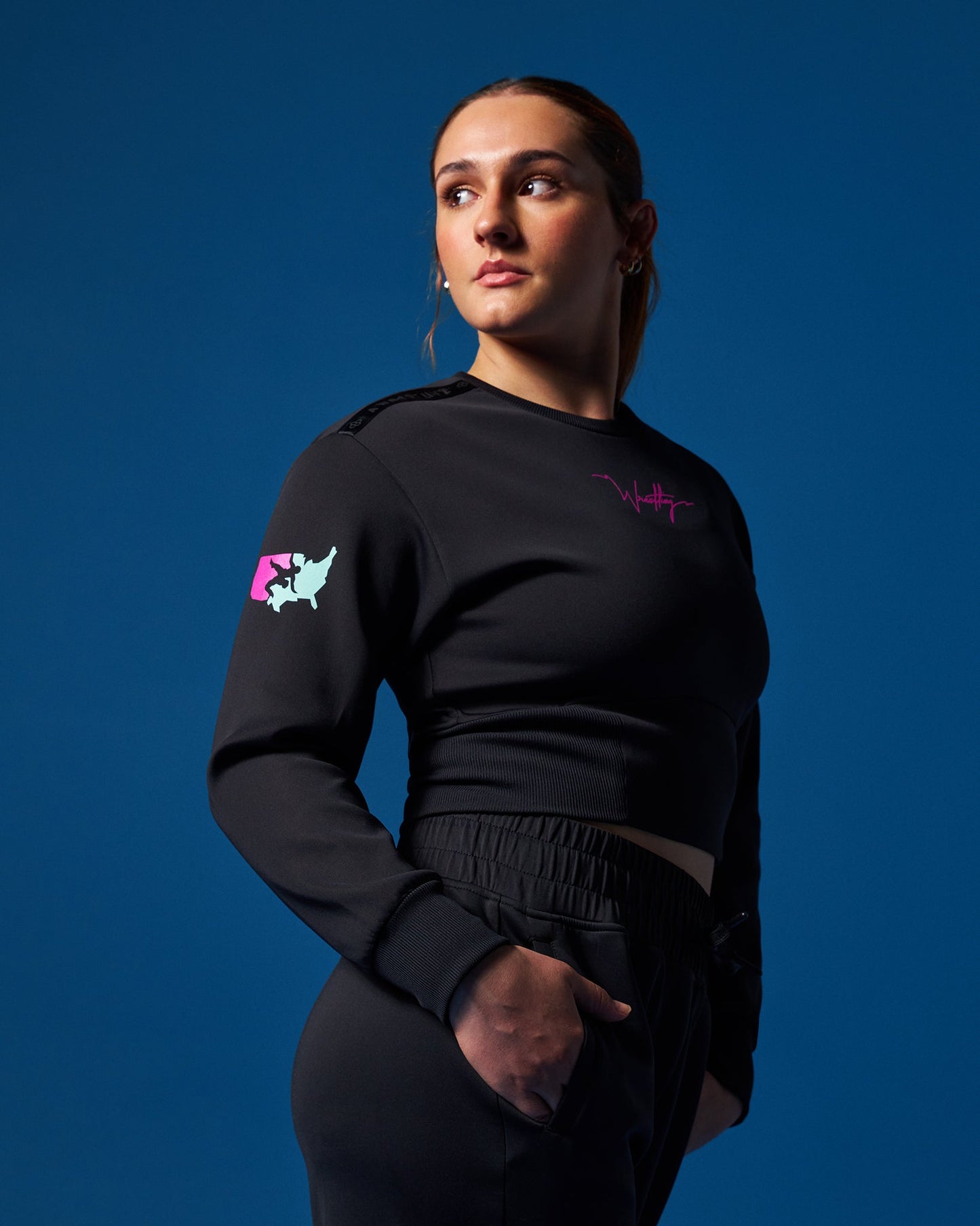 RUDIS USA Wrestling Cool-Feel Women's Fitted Crew
