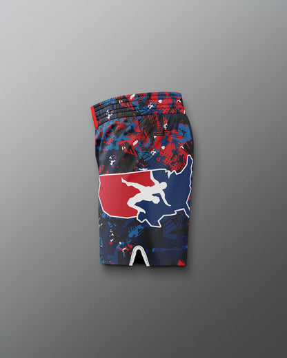 RUDIS Men's USA Wrestling Scatter Icon Sublimated Shorts