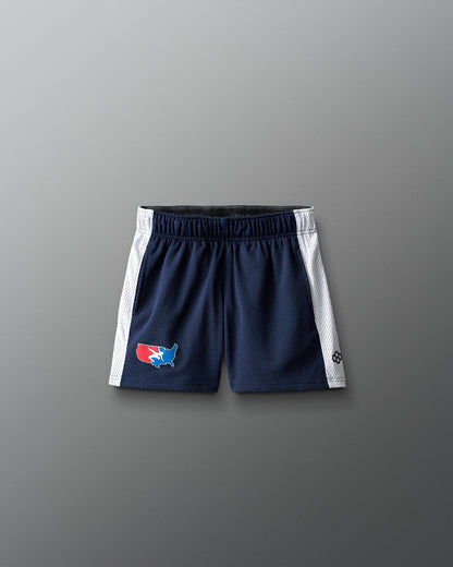RUDIS USA Wrestling 5" Panel Youth Mesh Shorts - Official USA Wrestling Gear