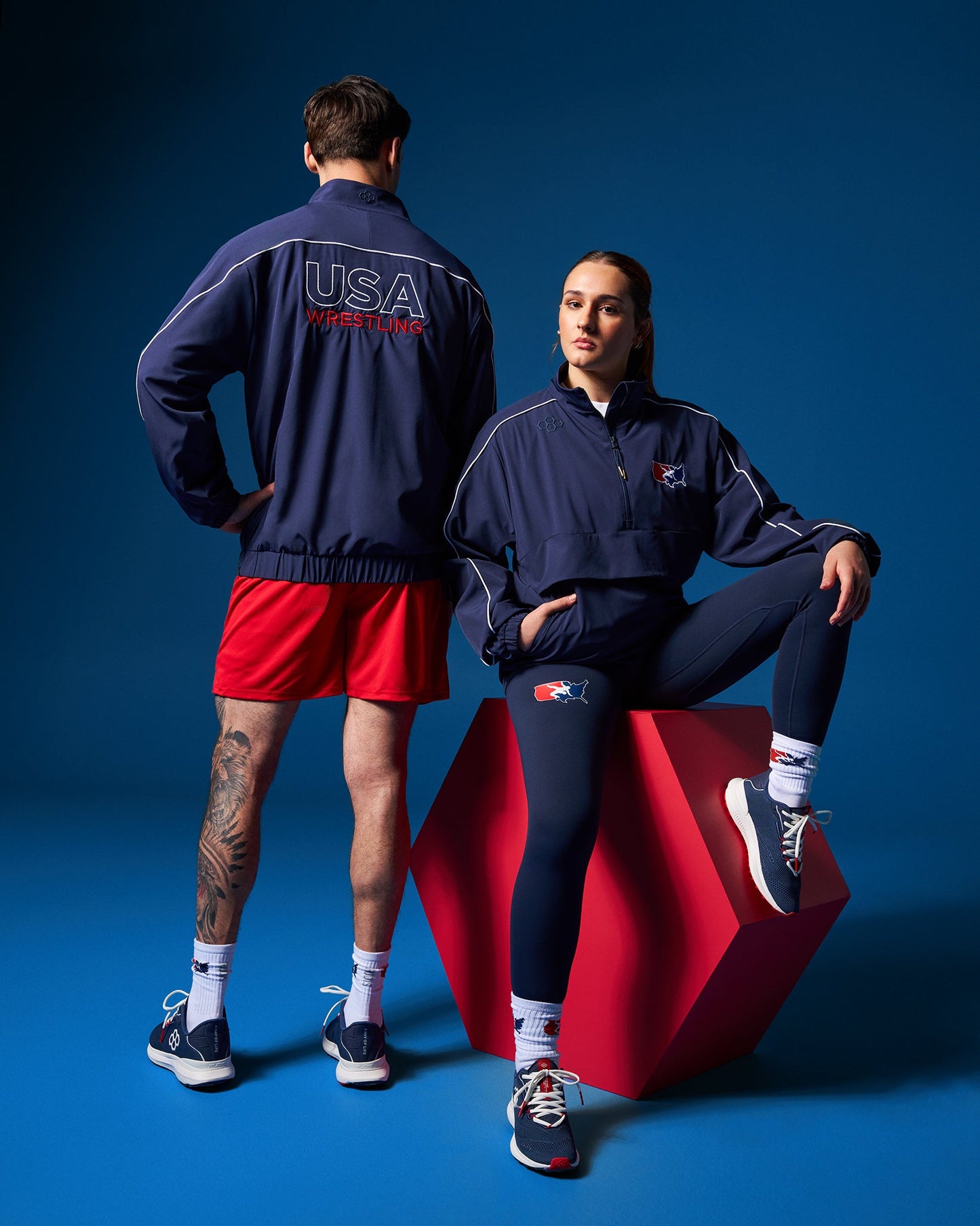 RUDIS USA Wrestling Logo 1/4 Zip Windbreaker for Men