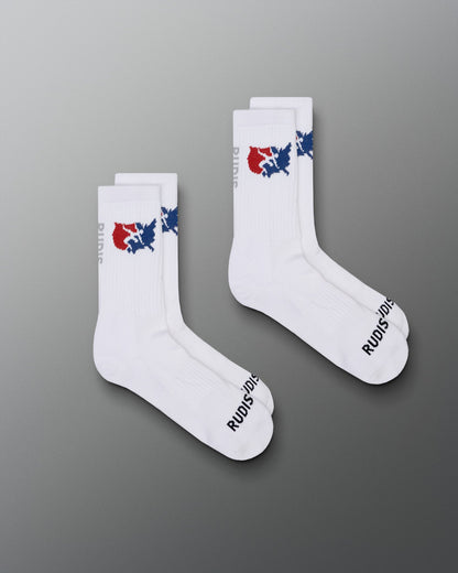 RUDIS USA Wrestling Cushion Crew Socks (2 Pair) - Officially Licensed USA Wrestling