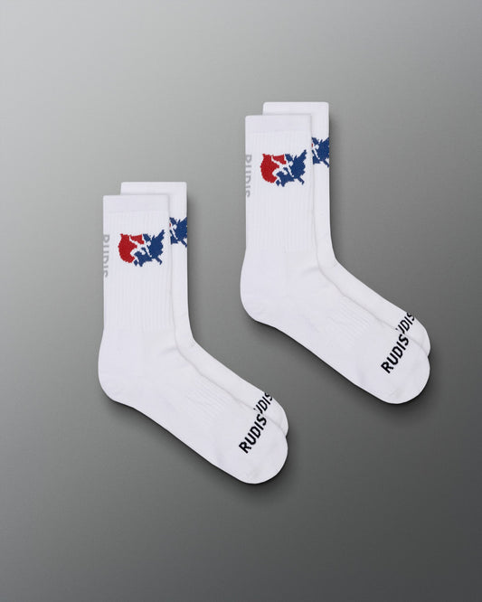 RUDIS USA Wrestling Cushion Crew Socks (2 Pair) - Officially Licensed USA Wrestling