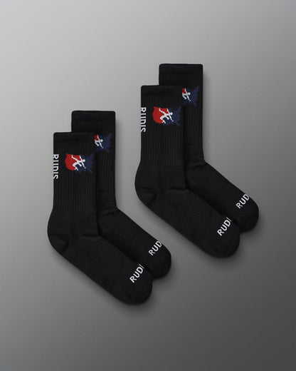 RUDIS USA Wrestling Cushion Crew Socks (2 Pair) - Officially Licensed USA Wrestling
