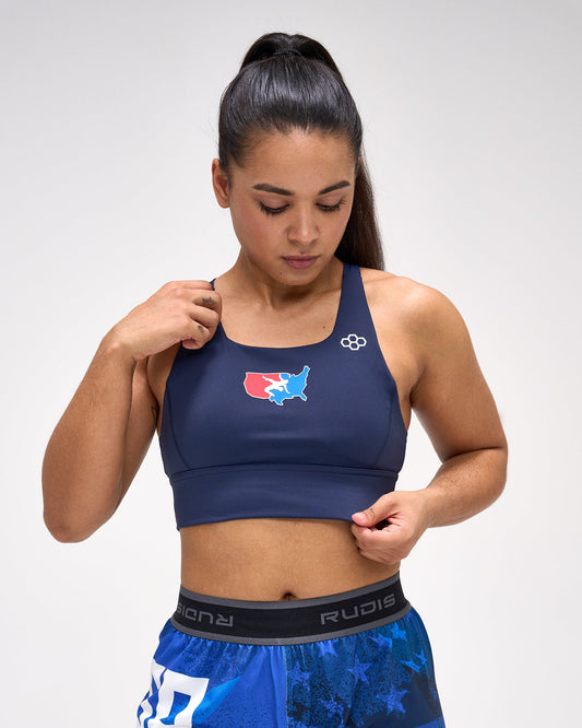 RUDIS USA Wrestling Women's Scoop Neck Padded Sports Bra