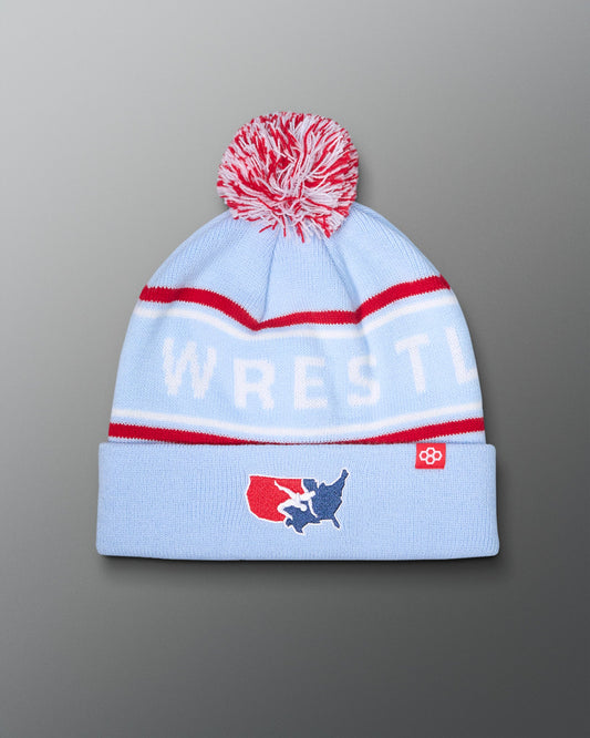 RUDIS USA Wrestling Logo Pom Beanie - USA Wrestling Logo
