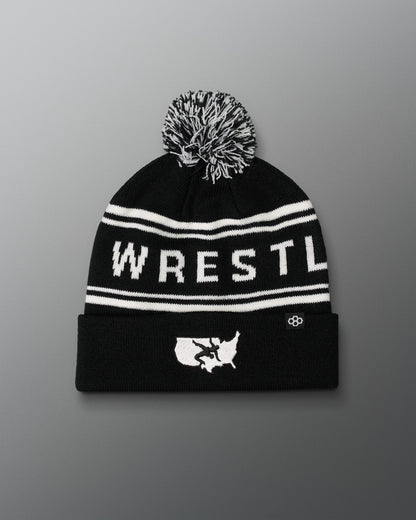 RUDIS USA Wrestling Logo Pom Beanie - USA Wrestling Logo