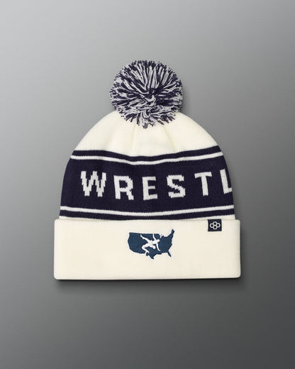 RUDIS USA Wrestling Logo Pom Beanie - USA Wrestling Logo