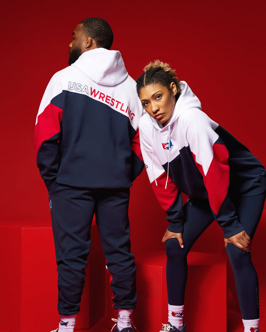 RUDIS USA Wrestling Colorblock Hoodie - Navy/White/Red