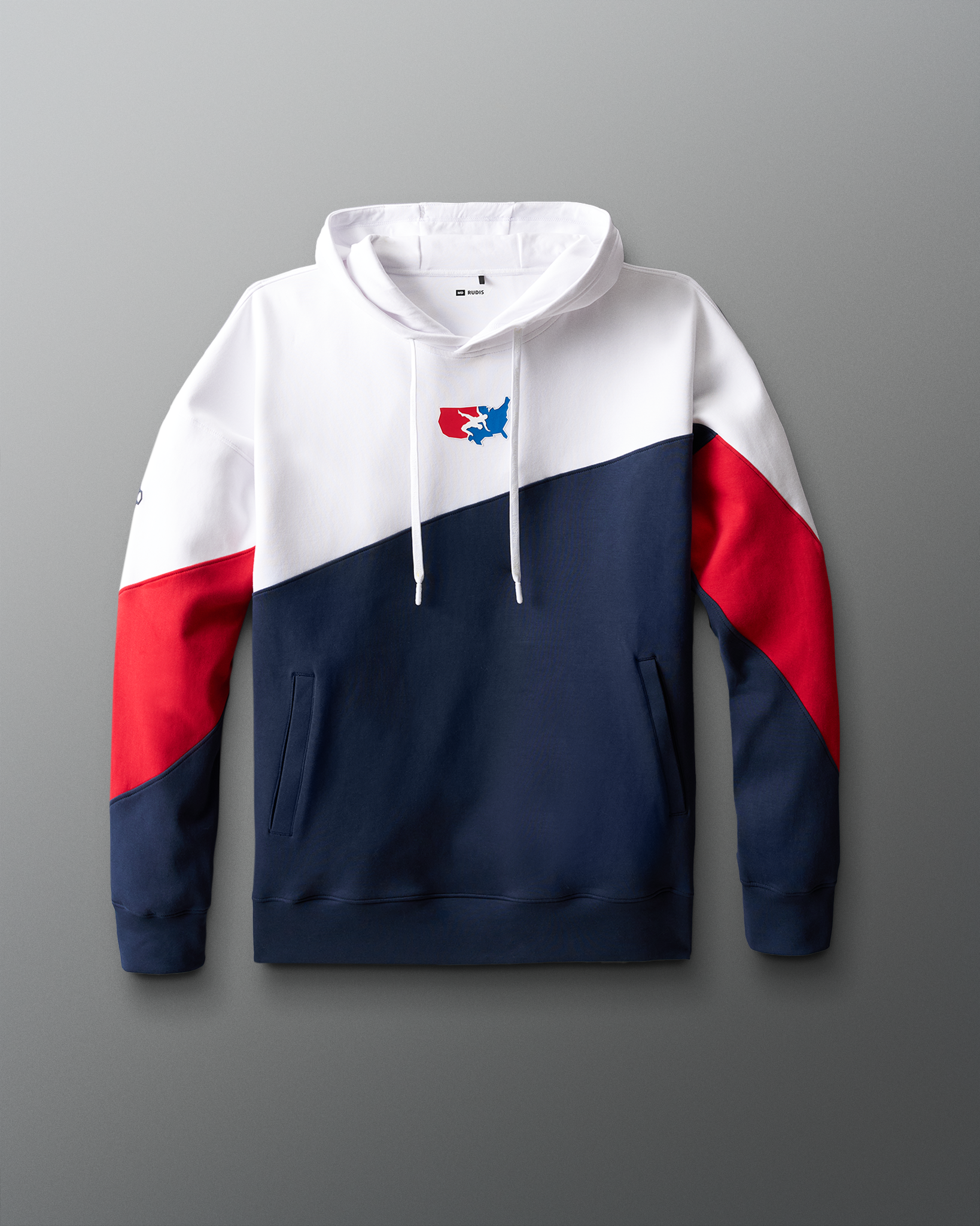 RUDIS USA Wrestling Colorblock Hoodie - Navy/White/Red