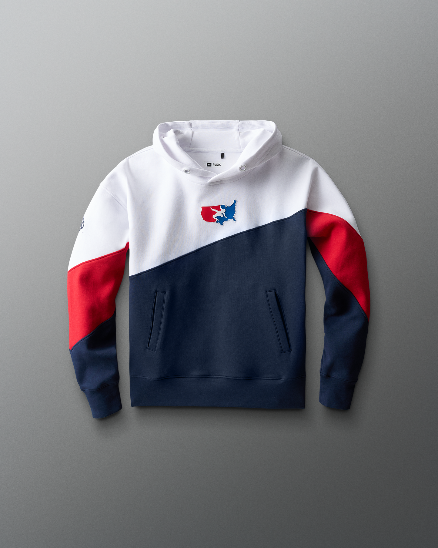 RUDIS USA Wrestling Colorblock Youth Hoodie - Navy/White/Red